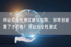 网站安全性测试避坑指南，别等到被黑了才后悔！网站安全性测试